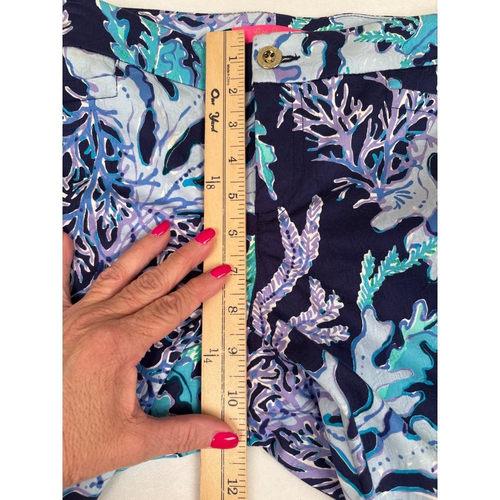 Lilly Pulitzer Kelly Ankle Pants Blue Purple Coral Reef Print Womens 8 Slim Leg - Picture 6 of 9